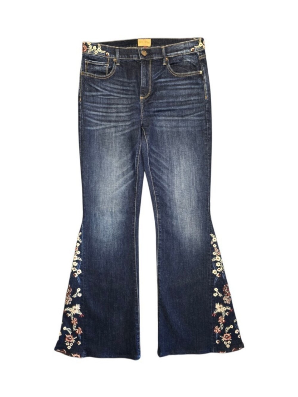 Driftwood Farrah Flare Floral Embroidered Denim Size 30